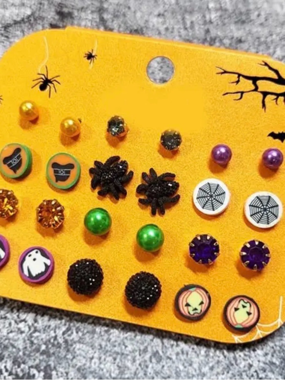 Kids Halloween Stud Earring Set - 12 pairs New